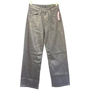 Wild Fable High-Rise Baggy Jeans Women 00 Silver Metallic Relaxed Fit Style